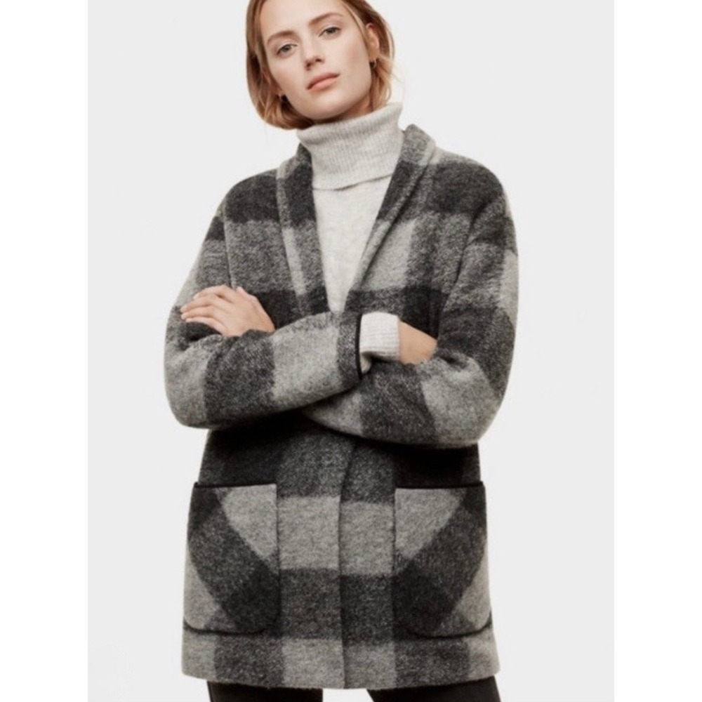 Aritzia Wilfred Free Off-Duty Jacket Gray Wool Blend Black Coat Women's Small